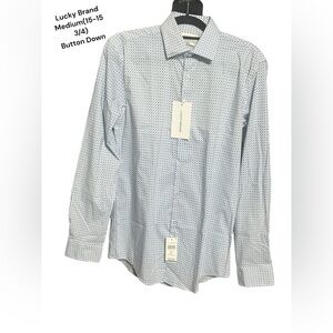 Lucky Brand, Medium(15-15 3/4) Blue/White, Long Sleeve Button Down. E15
